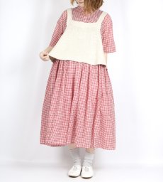 画像11: maison de soil HANDWOVEN COTTON/SILK GINGHAM CHECK REGULAR COLLAR DRESS WITH RAJASTHAN TUCK GATHERER 2色 (11)