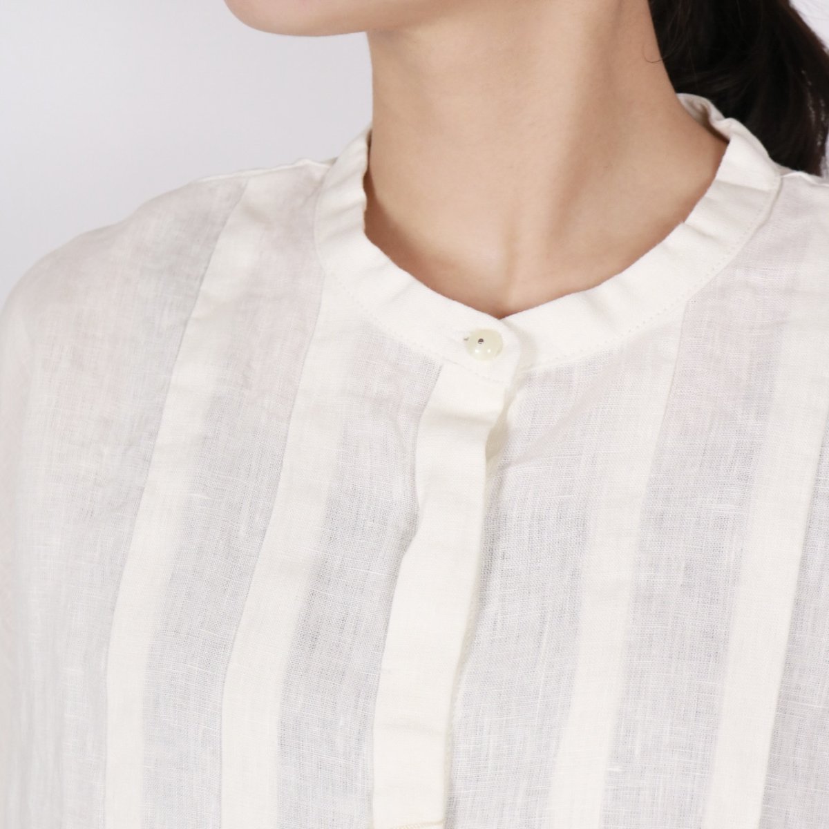 画像16: blue willow  リネン後ろ別布切り替え チュニック　2色 (16)