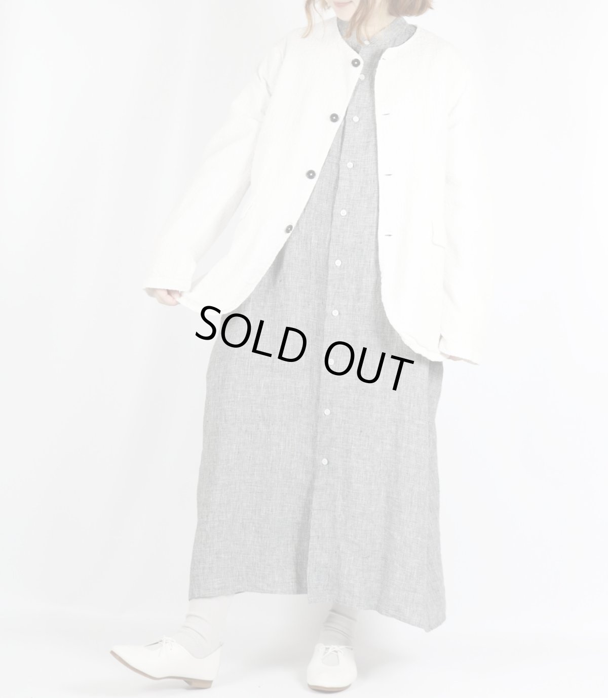 画像27: Vas-y Lentement　SEERSUCKER PLAIN OVERDYE SIDE VENTS NO COLLAR JACKET　2色 (27)