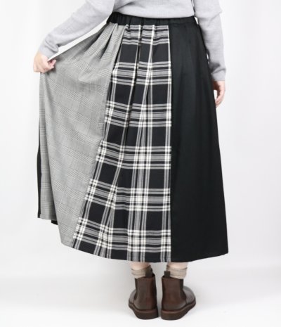 画像2: Vent d’ouest タータンチェック切替イージーロングスカート