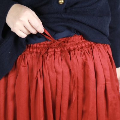 画像2: maison de soil PLAIN COTTON SILK RAJASTHAN TUCK GATHERED SKIRT WITH LINING 2SIZE