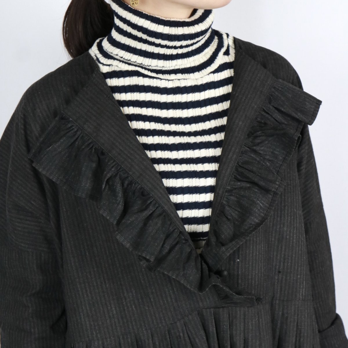 画像20: NARU  ランダムリブボーダータートルネック 6色 (20)