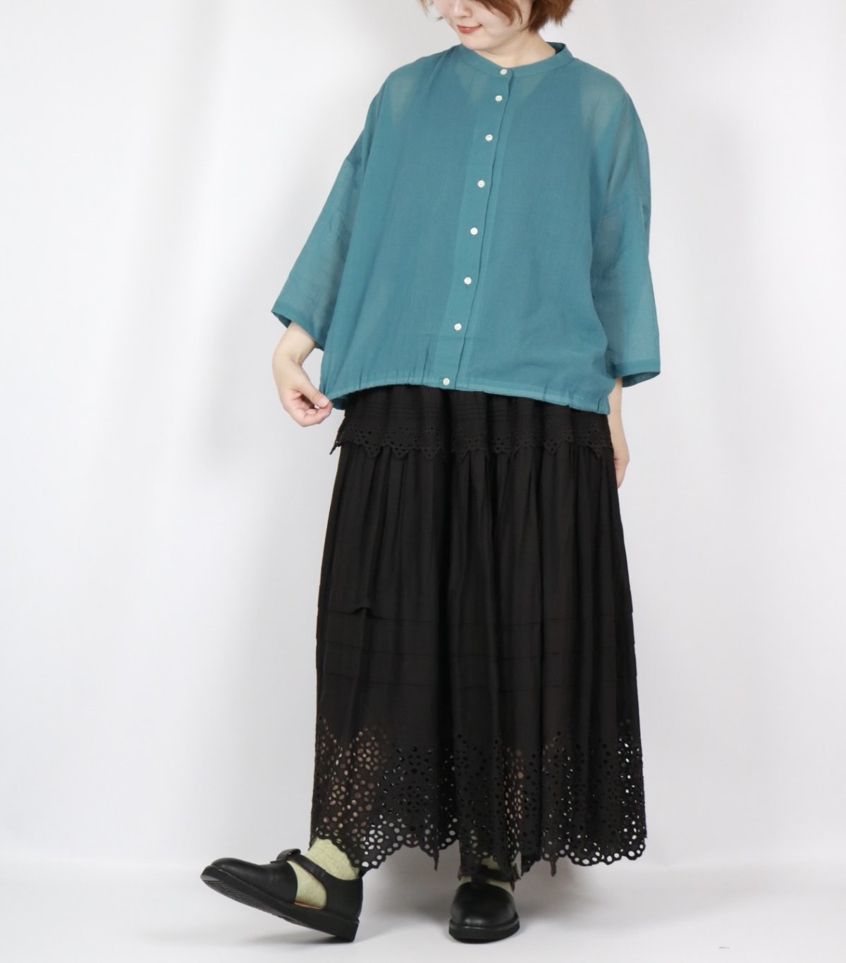 画像2: nachukara ワッシャーボイル裾ゴムシャツ 3色 (2)