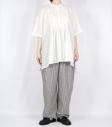 画像15: SOIL 80s COTTON VOILE PLAIN BANDED COLLAR S/SL PINTUCK SHIRT 2色 (15)