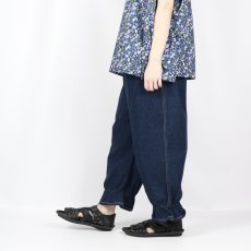 画像2: pot and tea　デニム裾ゴムパンツ 紺 (2)