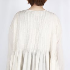 画像8: maison de soil 80s ORGANIC COTTON SMALL CHECK&VOILE PLAIN(OVER DYE) CREW NECK BUTTON SHIRT MAXI DRESS WITH PINTUCK 2色 (8)