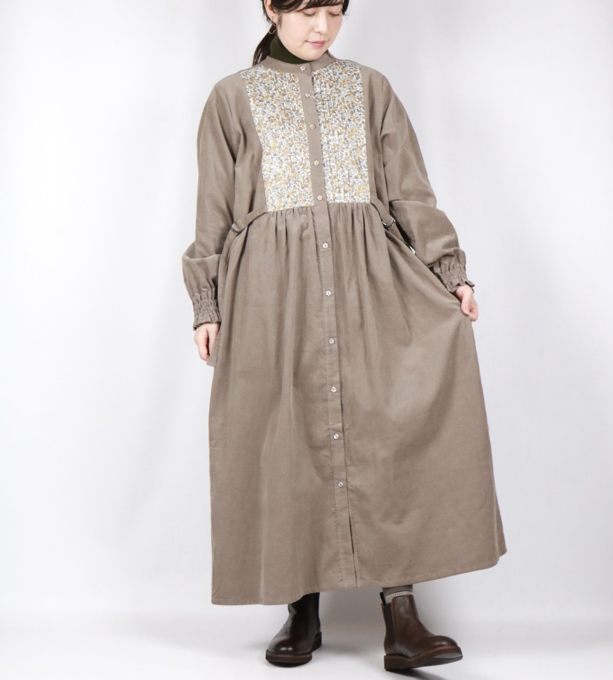 画像21: sosotto　細コール×LIBERTY ビブヨーク ワンピース　2色 (21)