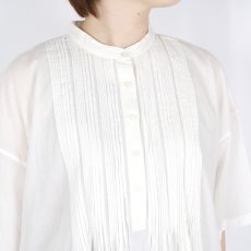 画像19: SOIL 80s COTTON VOILE PLAIN BANDED COLLAR S/SL PINTUCK SHIRT 2色 (19)