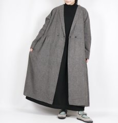 画像12: bluewillow コットン平織り無地起毛ショールカラーコートワンピース 2色 (12)