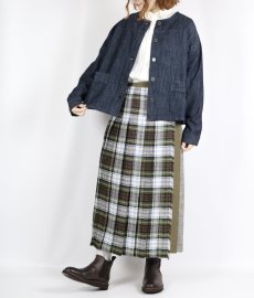 画像10: O'NEIL OF DUBLIN　IRISH LINEN PATCHWORK LOW WAIST PLEATS WRAP SKIRT LENGTH 80cm (WITH PIN)　2色 (10)