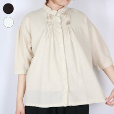 画像1: tukuroi 製品染め 綿麻平織 2WAY プリーツブラウス 3色 (1)