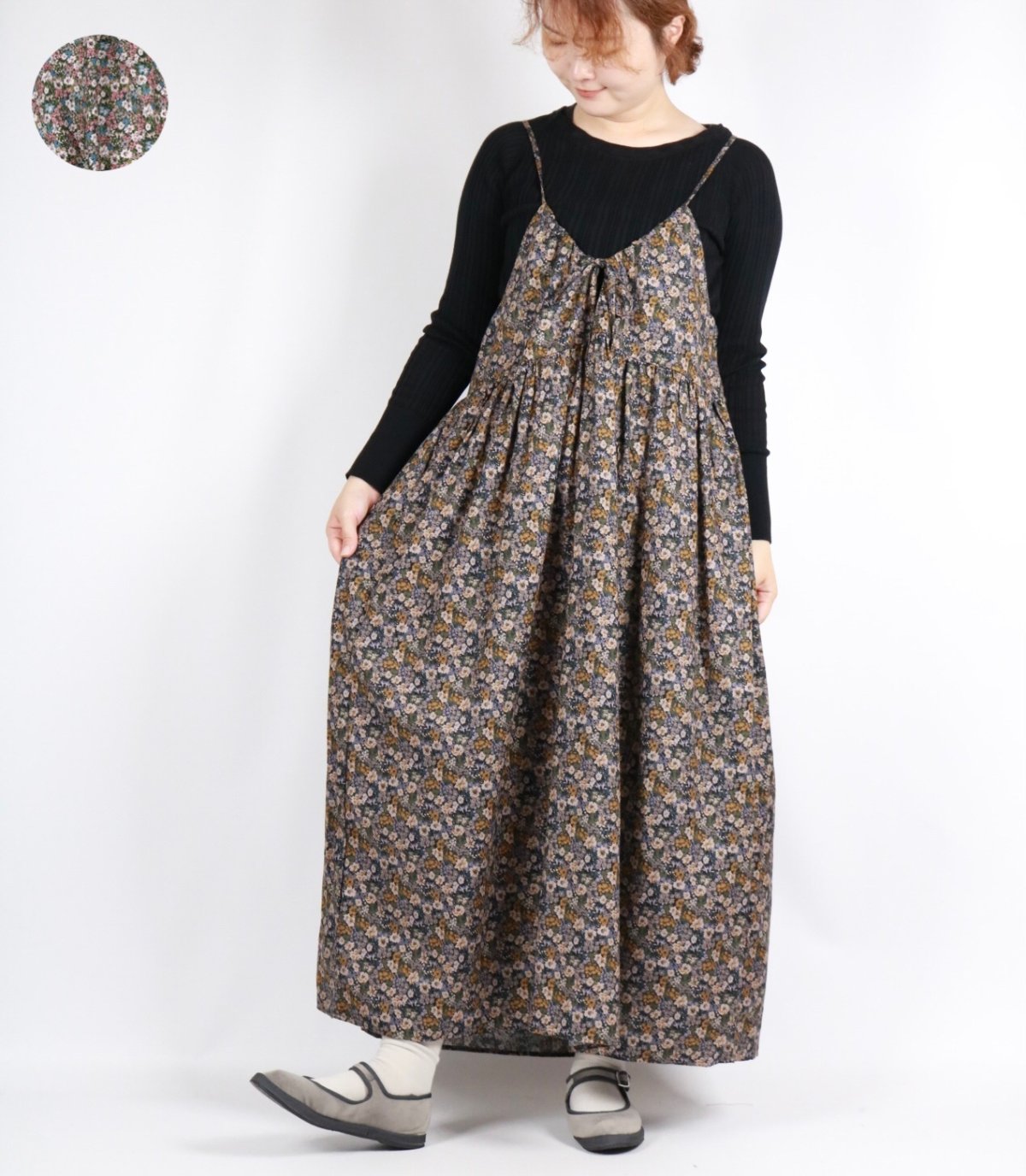 画像1: NARU 30ビエラベタ小花柄キャミワンピース　2色 (1)