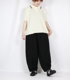 画像4: NARU  スノーコットン ラインポロ衿ニット (4)