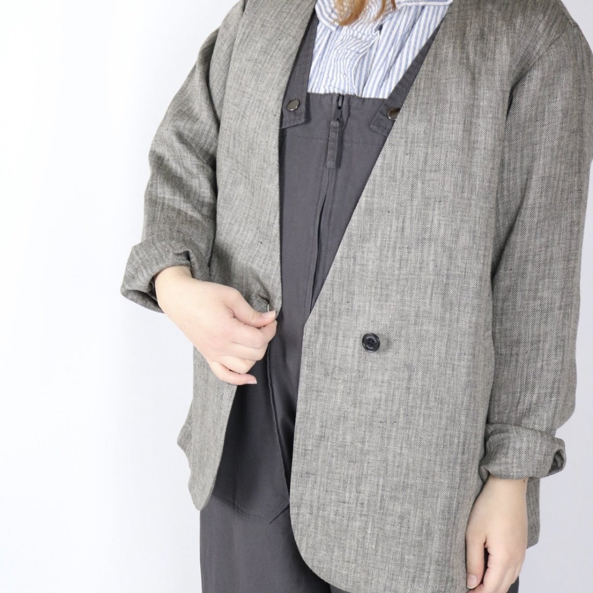 画像27: Michel Beaudouin リネンへリンボンジャケット 3色 (27)