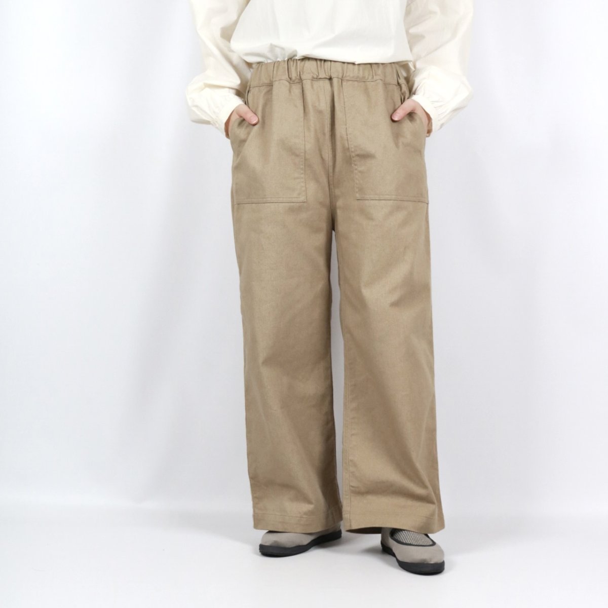 画像1: NARU   カツラギニューセリサイト ベイカーパンツ ベージュ (1)
