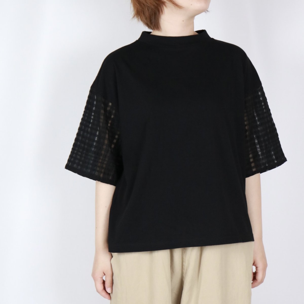 画像14: nachukara ナチュラル天竺袖コンビTシャツ　2色 (14)