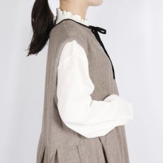 画像9: bluewillow コットンリネン平織り無地起毛 サイドスリットワンピース 2色 (9)