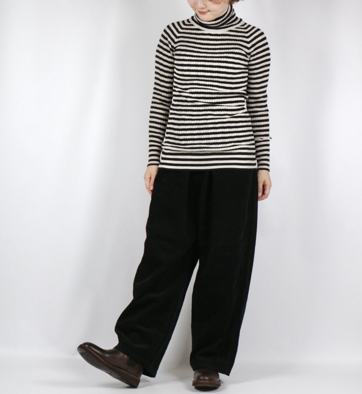 画像42: NARU  ランダムリブボーダータートルネック 6色 (42)