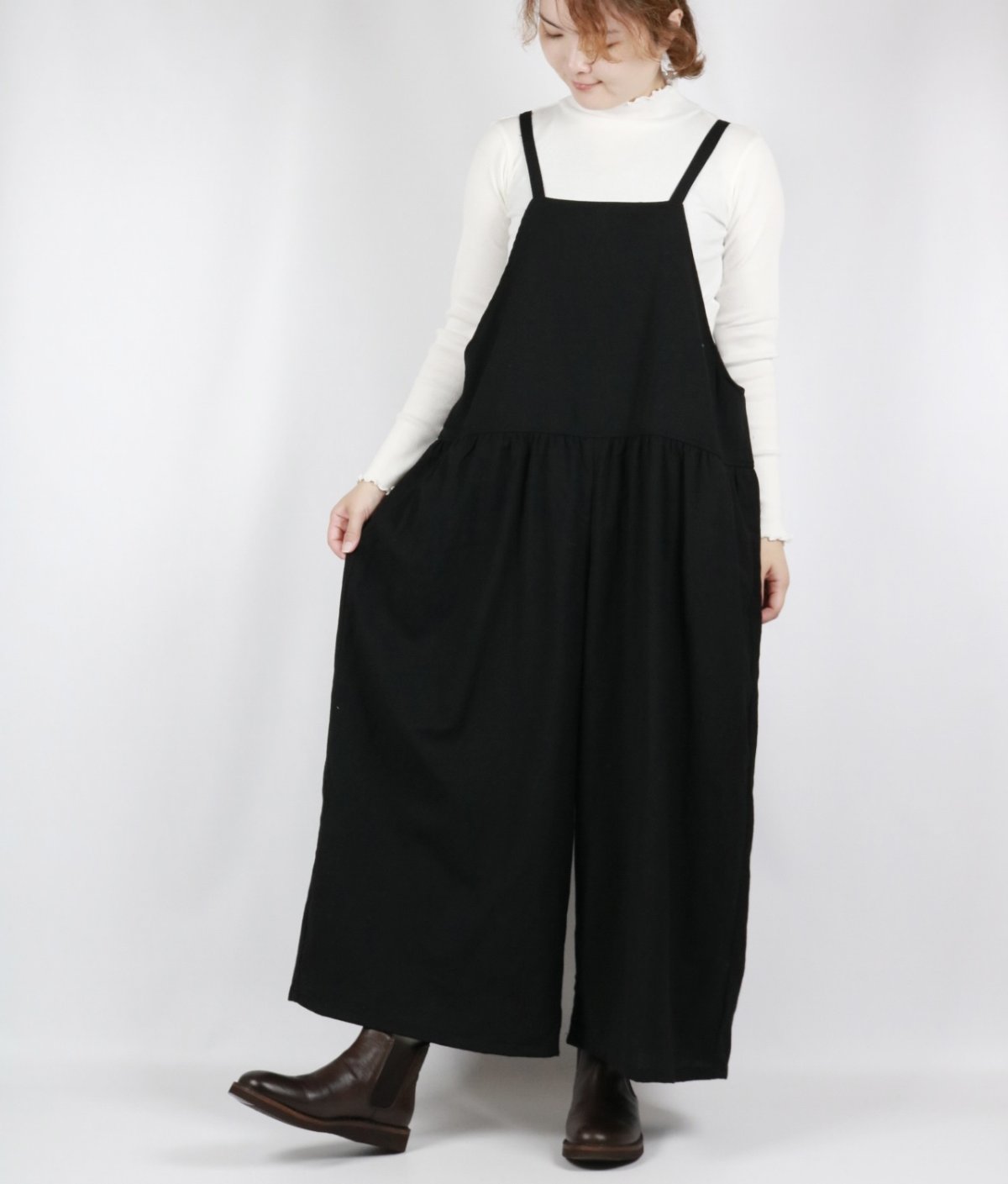 画像1: Gauze#  TRAVAILサロペット　BLACK  (1)