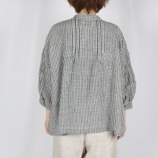 画像3: SOIL  60s LINEN CHECK BANDED COLLAR 3/4SL PINTUCK SHIRT (3)