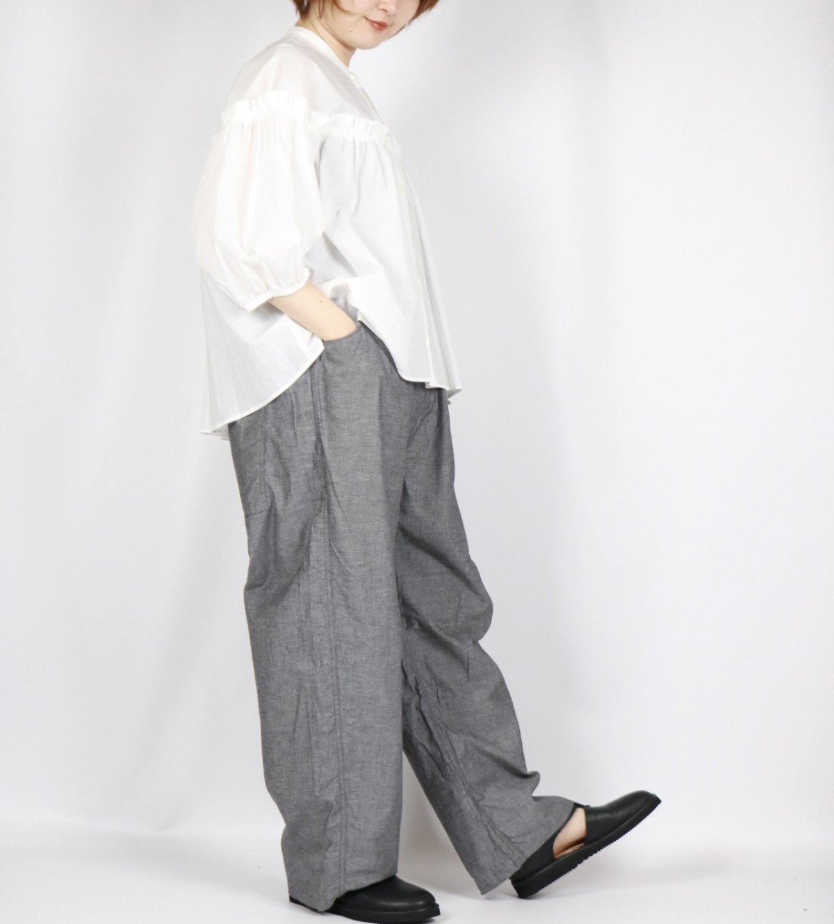 画像19: 20%OFF SALE! LUEUF  ギャザーシャツ 3色 (19)