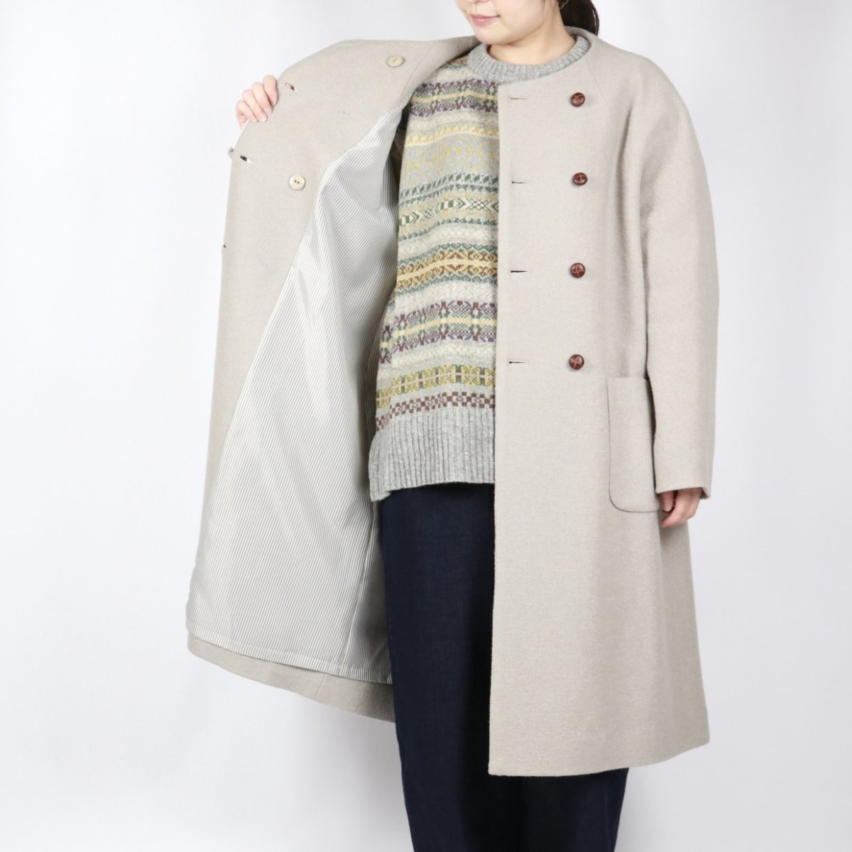 画像42: Vent d'ouest ウールソフト圧縮ノーカラーコート 4色 (42)