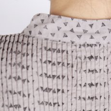 画像35: maison de soil  80s VOILE TRIANGLE BLOCK PRINT BANDED COLLAR FRENCH/SL DRESS WITH PINTUCK 2色2サイズ (35)