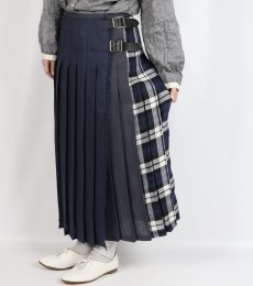 画像22: O'NEIL OF DUBLIN　IRISH LINEN PATCHWORK LOW WAIST PLEATS WRAP SKIRT LENGTH 80cm (WITH PIN)　2色 (22)