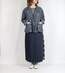 画像25: O'NEIL OF DUBLIN　IRISH LINEN PATCHWORK LOW WAIST PLEATS WRAP SKIRT LENGTH 80cm (WITH PIN)　2色 (25)