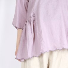 画像6: tumugu:　スカラップ刺繍 コットンリネンボイル 5分袖プルオーバー　3色 (6)