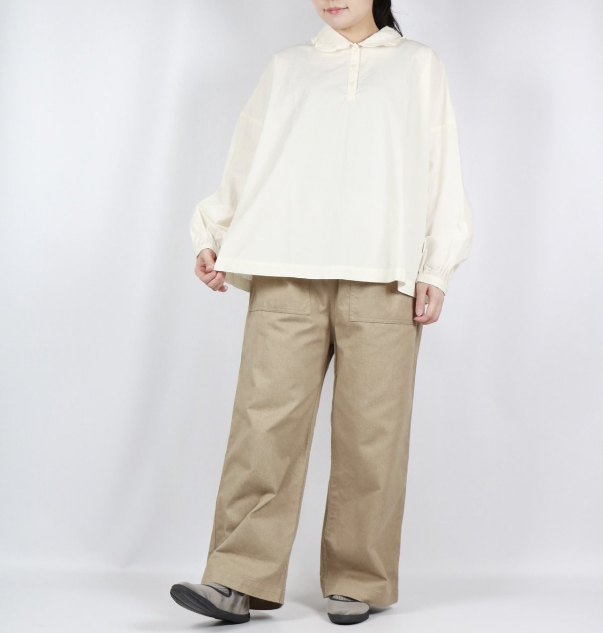 画像9: NARU   カツラギニューセリサイト ベイカーパンツ ベージュ (9)