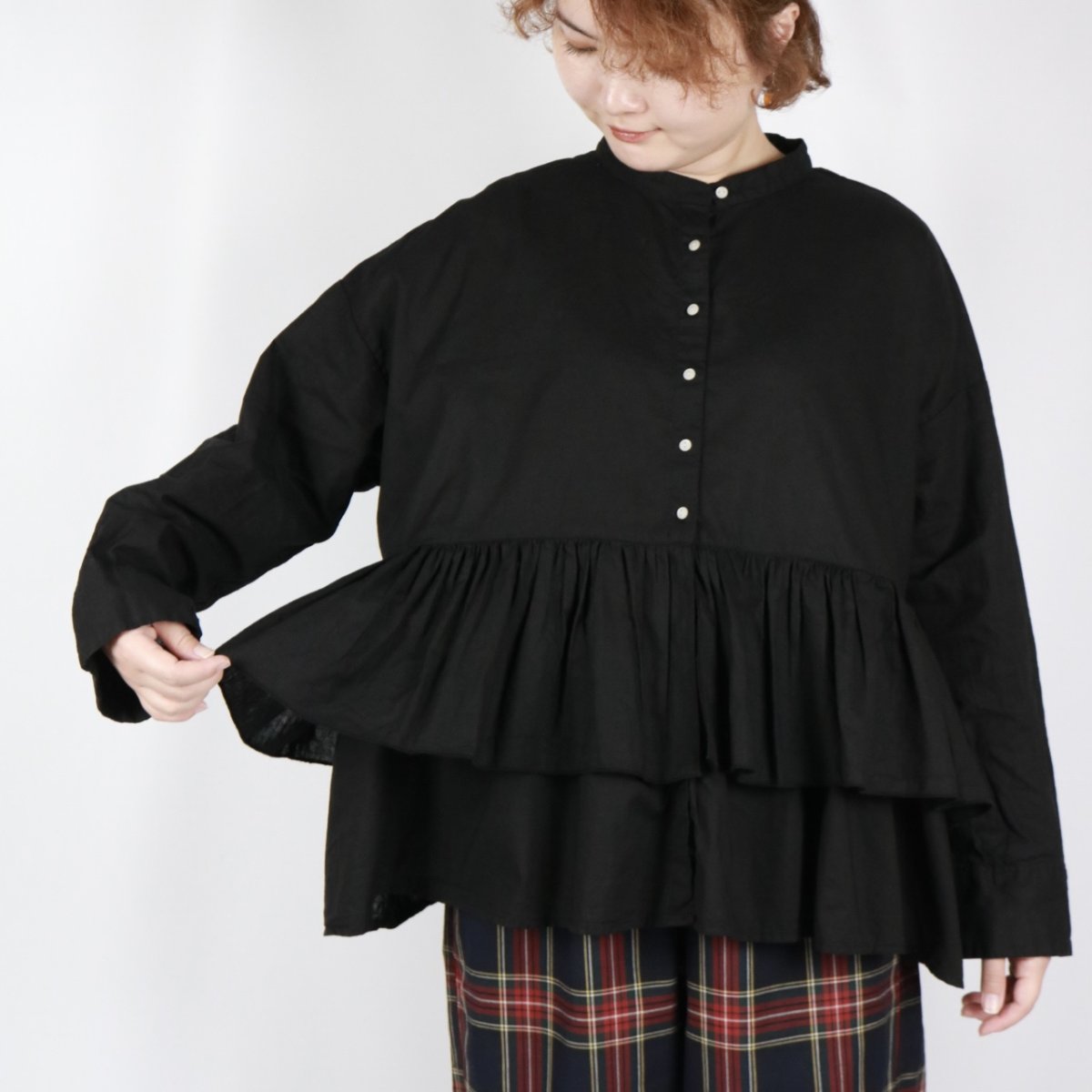 画像16: tukuroi 製品染め 綿麻平織 レイヤードブラウス 2色 (16)