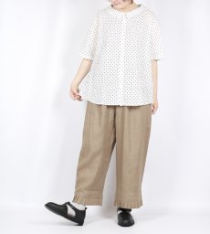 画像6: NARU 80ローンリップルシンプルドット ワイドカラーシャツ 2色 (6)