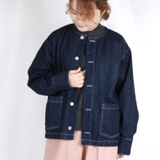 画像2: NARU 12ozムラデニムノーカラージャケット (2)