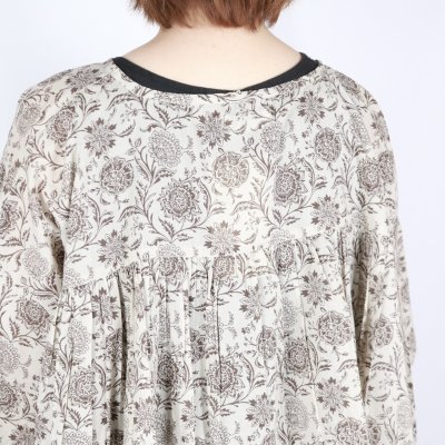画像3: SOIL  80s VOILE TWO TONE FLOWER PRINT GATHERED SMOCK