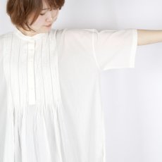 画像21: SOIL 80s COTTON VOILE PLAIN BANDED COLLAR S/SL PINTUCK SHIRT 2色 (21)