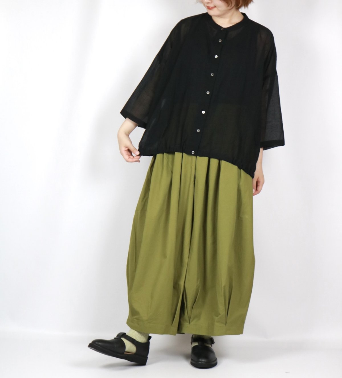 画像25: nachukara ワッシャーボイル裾ゴムシャツ 3色 (25)