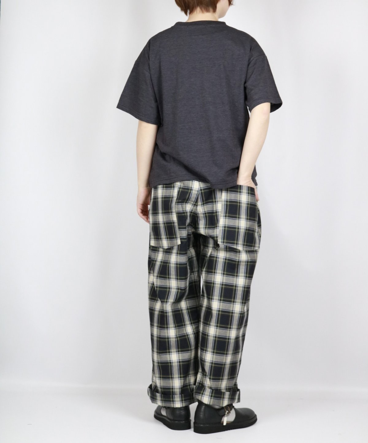 画像8: NARU 高密度ギャバチェックノッポパンツ　2色 (8)