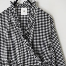 画像13: maison de soil  HANDWOVEN COTTON/SILK GINGHAM CHECK FRILL CASHE COUER  2色 (13)