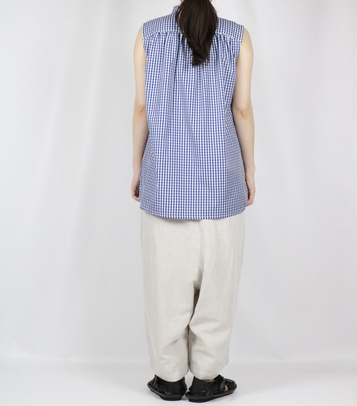 画像7: Vent d'ouest ギンガムチェッククールマックスノースリーブシャツ　2色 (7)