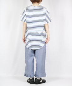 画像22: tumugu スープレコットン ボーダー天竺 裾ラウンド 半袖ロングT 2色 (22)