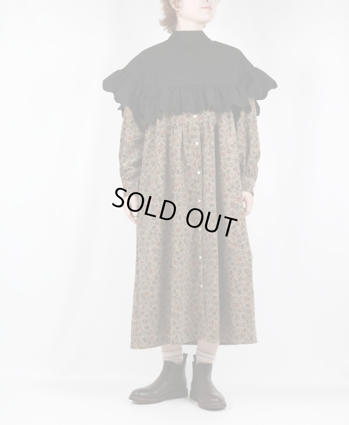 画像9: sosotto LIBERTYコーデュロイヨーク切替ギャザーOP 2色 (9)