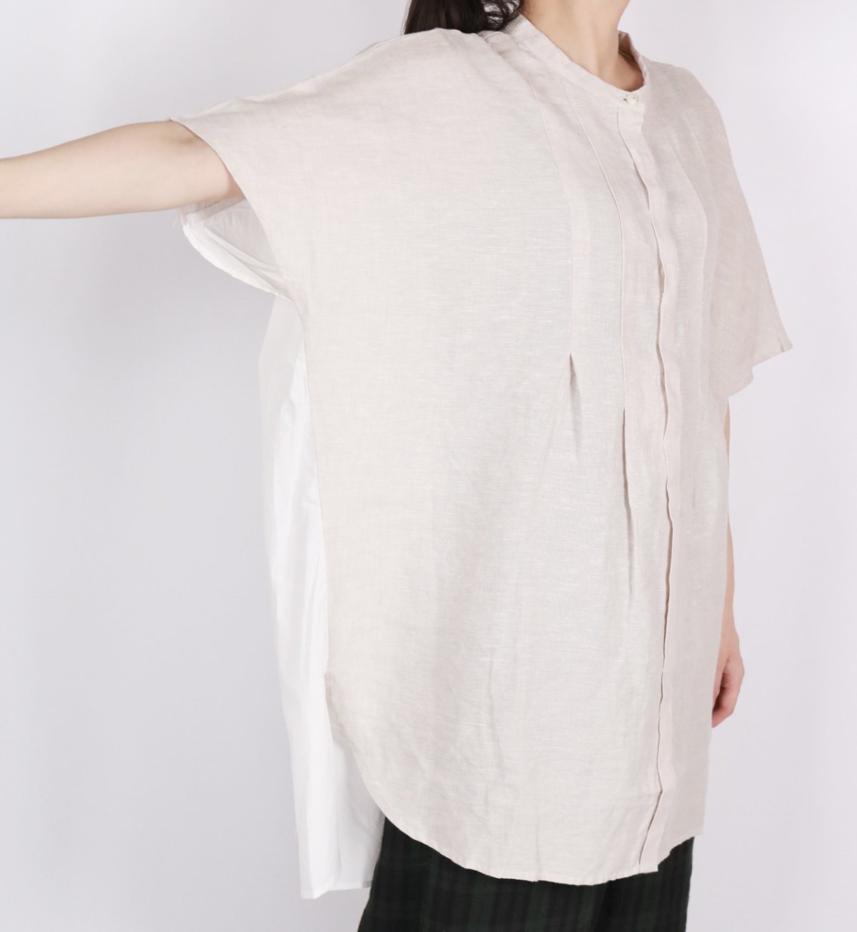 画像4: blue willow  リネン後ろ別布切り替え チュニック　2色 (4)