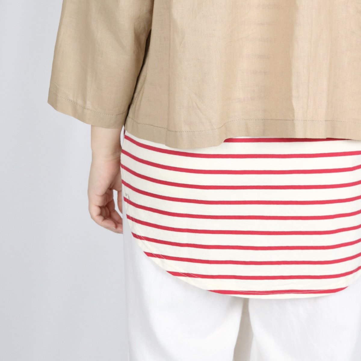 画像18: tumugu: スープレコットンボーダー天竺　裾ラウンドタンクトップ 2色 (18)