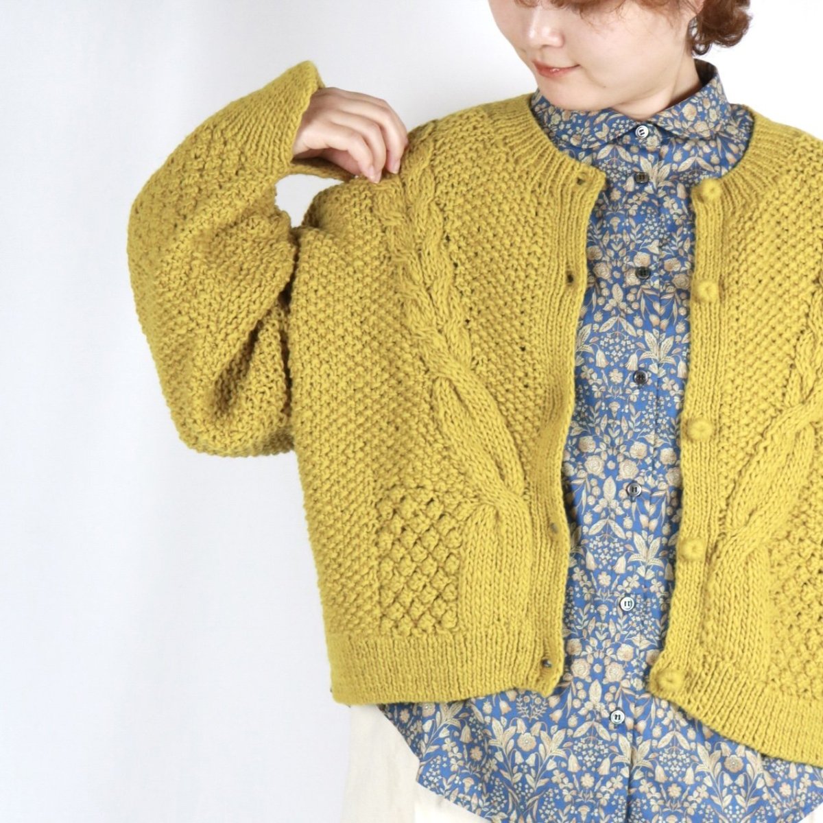 画像3: tumugu:　ロービングウール ケーブルニット カーディガン　3色 (3)