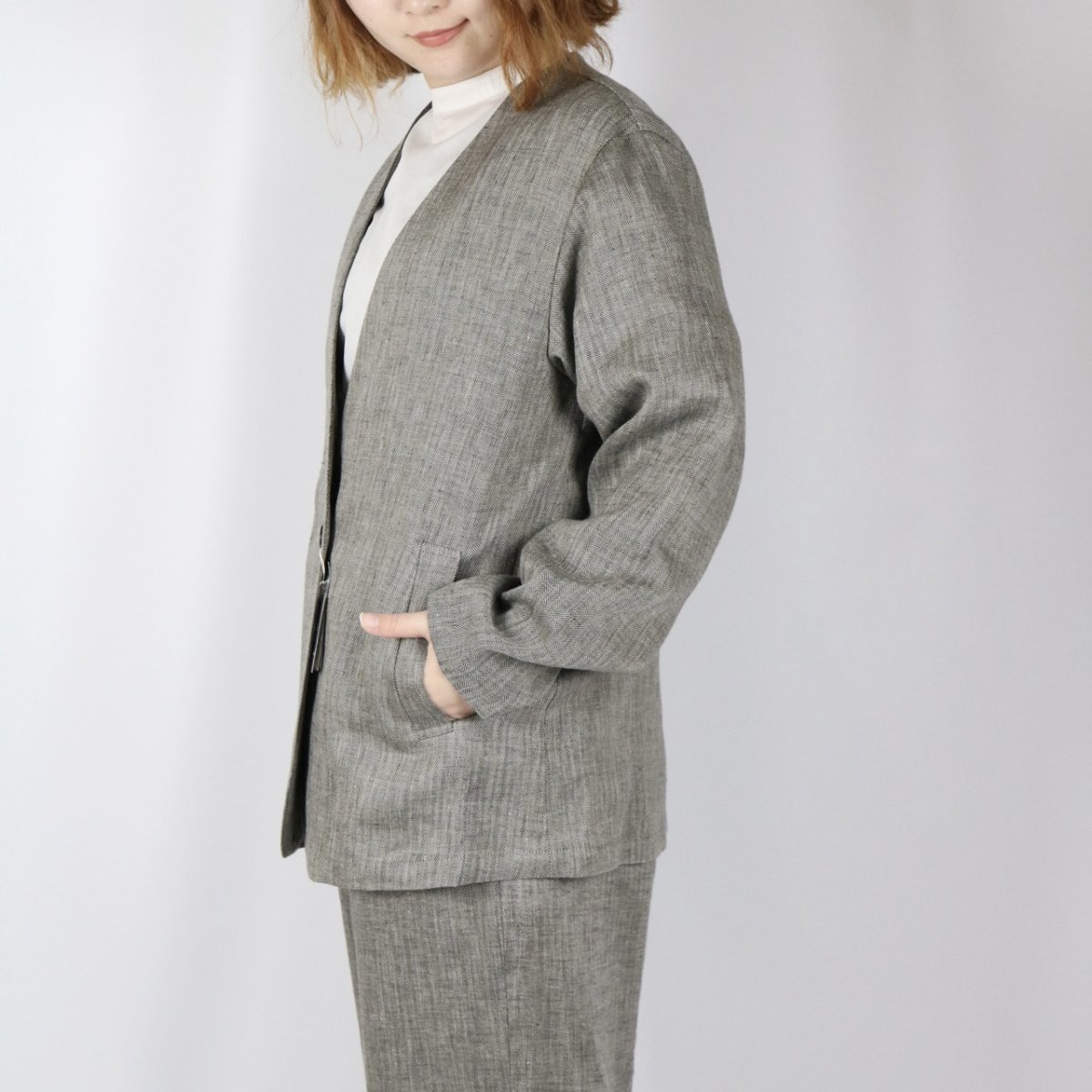 画像38: Michel Beaudouin リネンへリンボンジャケット 3色 (38)