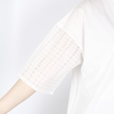 画像1: nachukara ナチュラル天竺袖コンビTシャツ　2色