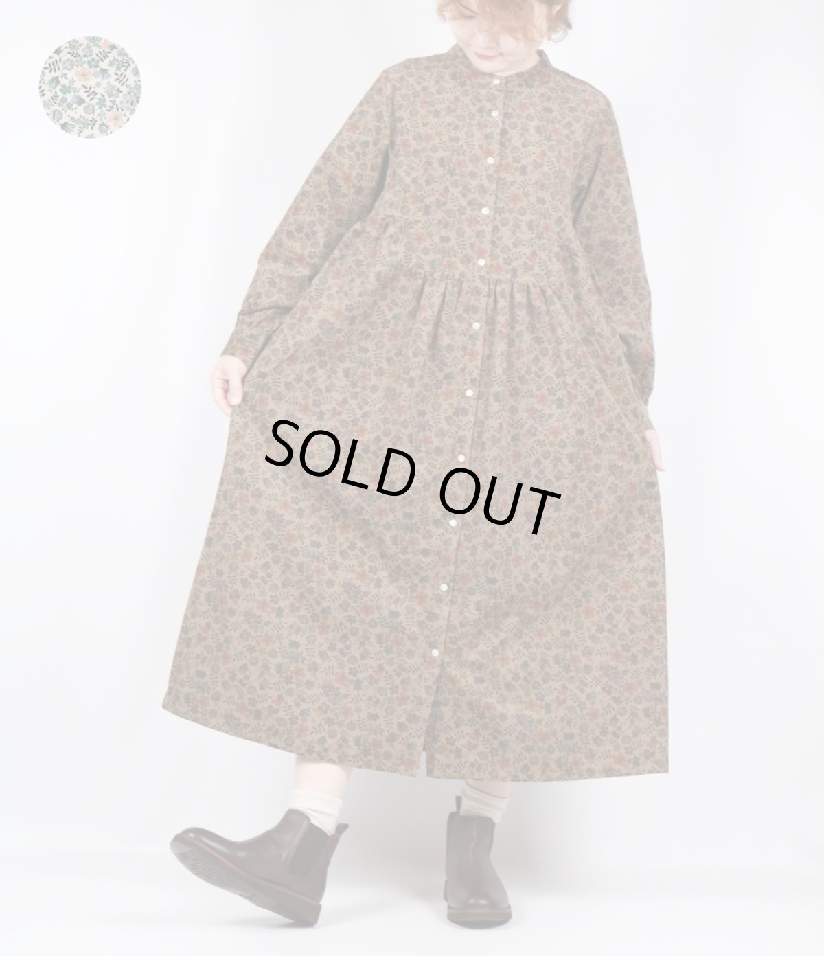 画像2: sosotto LIBERTYコーデュロイヨーク切替ギャザーOP 2色 (2)