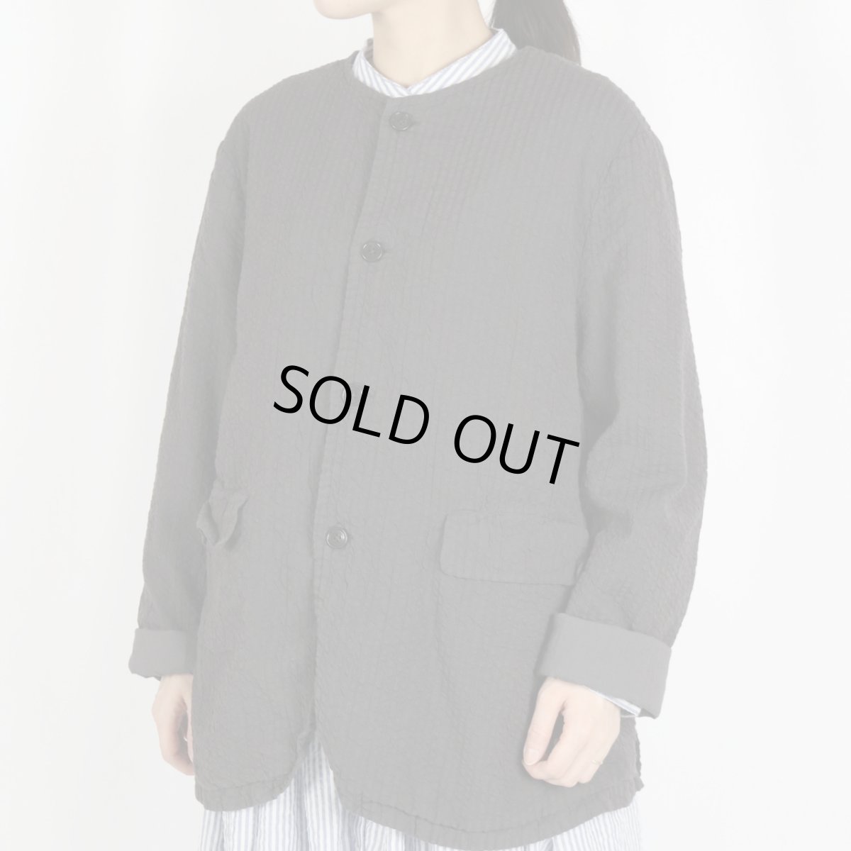 画像3: Vas-y Lentement　SEERSUCKER PLAIN OVERDYE SIDE VENTS NO COLLAR JACKET　2色 (3)