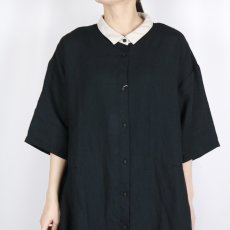 画像30: blue willow リネン平織り衿配色タックワンピース 3色 (30)